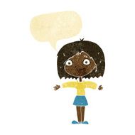 cartoon happy girl with speech bubble N3
