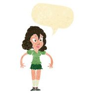 cartoon pretty woman with speech bubble N10