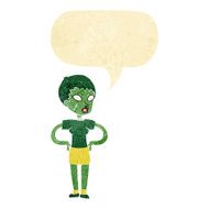 cartoon halloween girl with speech bubble N2