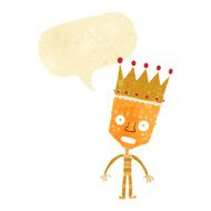 cartoon robot with crown speech bubble