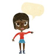 cartoon woman waving hand with speech bubble N2