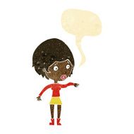cartoon concerned woman reaching out with speech bubble N2