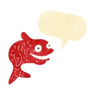 cartoon happy fish with speech bubble N4