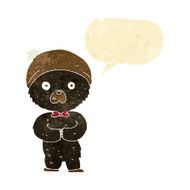 cartoon little black bear with speech bubble