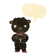 cartoon little black bear with speech bubble N2