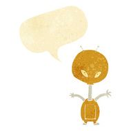 cartoon space alien with speech bubble N4