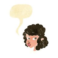 cartoon suspicious woman with speech bubble N2