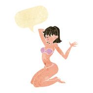 cartoon sexy bikini girl with speech bubble N2