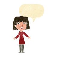 cartoon happy woman with speech bubble N17