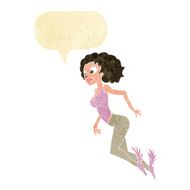cartoon flying woman with speech bubble N2
