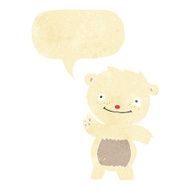 cartoon waving polar bear cub with speech bubble N4