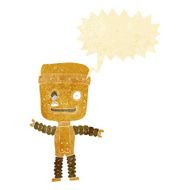 cartoon funny gold robot with speech bubble N2