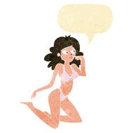 cartoon woman in underwear looking thoughtful with speech bubble N2