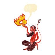 cartoon traditional devil with speech bubble N2