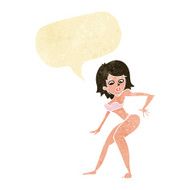 cartoon woman in bikini with speech bubble N6
