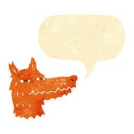 cartoon smug fox face with speech bubble