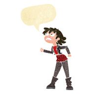 cartoon angry biker girl with speech bubble N2