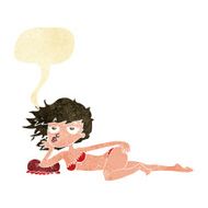 cartoon woman posing in underwear with speech bubble N2
