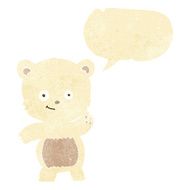 cartoon waving polar bear with speech bubble N5