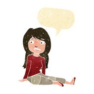 cartoon girl sitting on floor with speech bubble N2