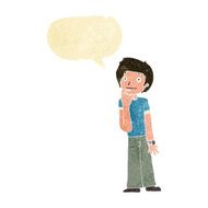 cartoon boy wondering with speech bubble N2