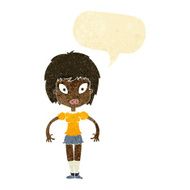 cartoon pretty girl with speech bubble N5