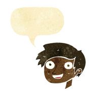 cartoon happy boy face with speech bubble N4