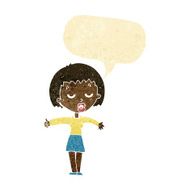 cartoon bored woman with speech bubble N4