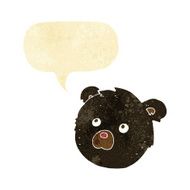 cartoon black bear face with speech bubble