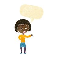 cartoon bored woman with speech bubble N5