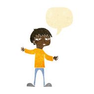 cartoon annoyed boy with speech bubble N3
