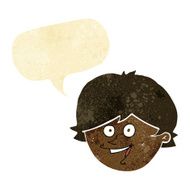 cartoon happy boy face with speech bubble N5