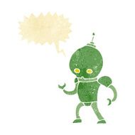 cartoon alien robot with speech bubble N2