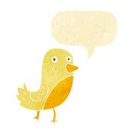 cartoon yellow bird with speech bubble