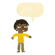 cartoon annoyed boy with speech bubble N4