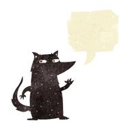 cartoon wolf waving with speech bubble
