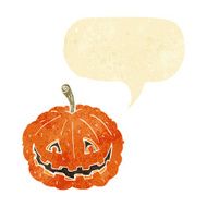 cartoon grinning pumpkin with speech bubble N2