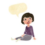 cartoon woman sitting on floor with speech bubble N2