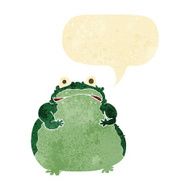 cartoon fat frog with speech bubble N2