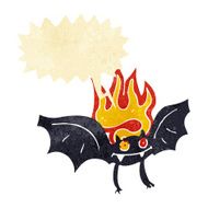 cartoon vampire bat with speech bubble N2