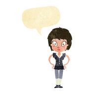 cartoon pretty girl with speech bubble N6