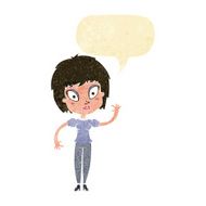 cartoon pretty girl with speech bubble N7