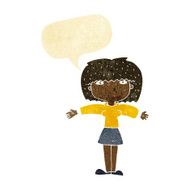 cartoon woman shrugging shoulders with speech bubble N20