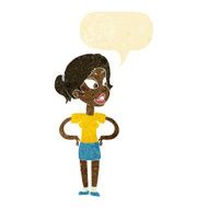cartoon woman with hands on hips speech bubble N12