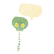 cartoon spooky skull and spine with speech bubble N2