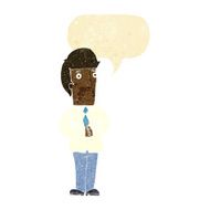 cartoon nervous man with speech bubble N11