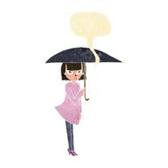 cartoon woman with umbrella speech bubble N2