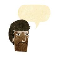 cartoon man narrowing eyes with speech bubble N4