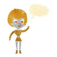 cartoon robot woman waving with speech bubble N4