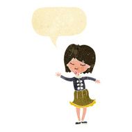 cartoon waving woman with speech bubble N12